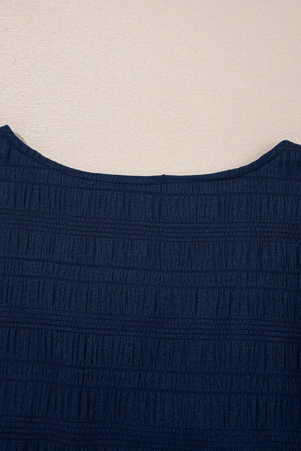Dirty Blue Textured Ruffle Top and Shirred High Waist Shorts Set