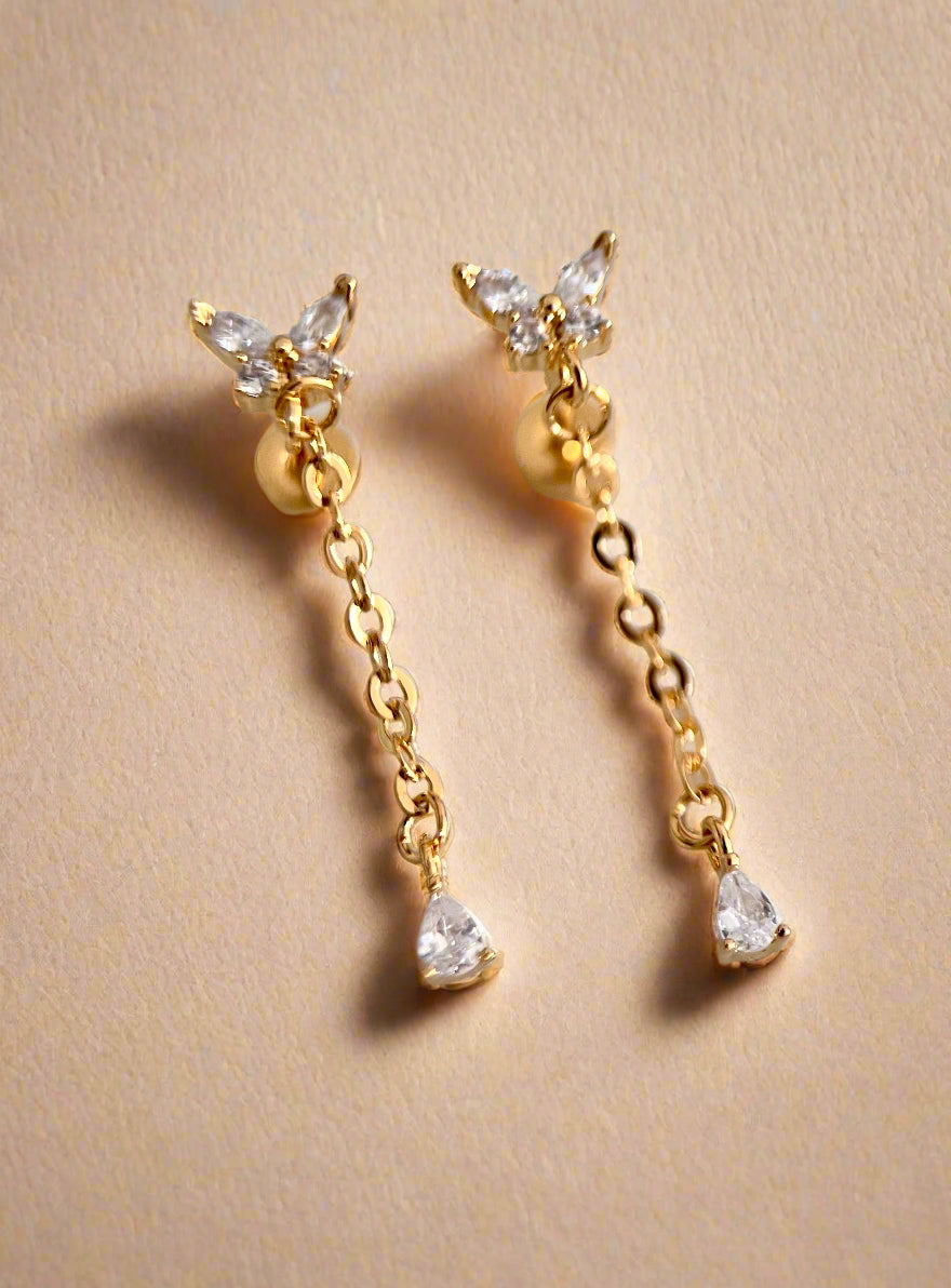 Butterfly CZ Drop Earrings-1