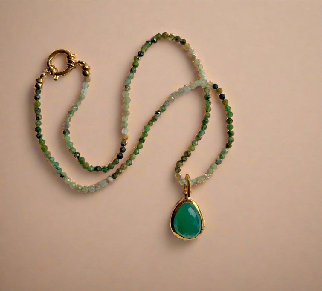 Green Onyx Beaded Necklace-3