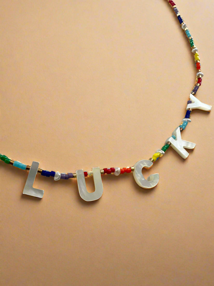 Lucky Rainbow Beaded Necklace-0