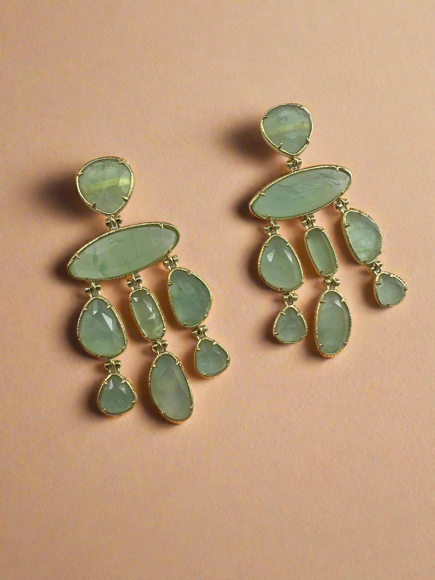 Fluorite Gemstone Cascade Earrings-2