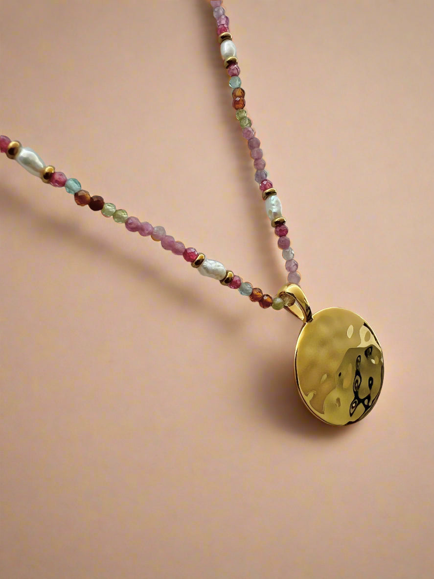 Beaded Disc Necklace-1