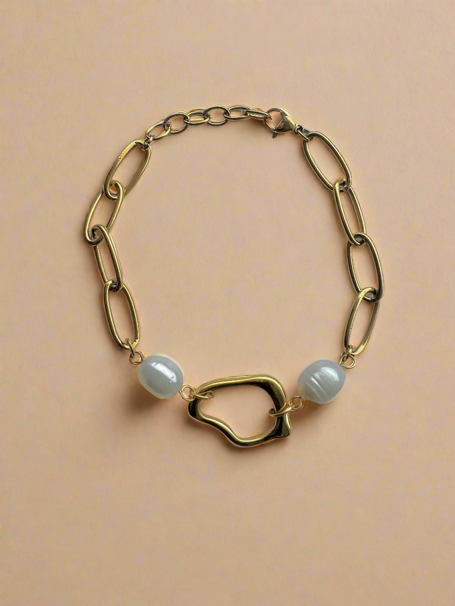 Organic Pearl Link Bracelet-0