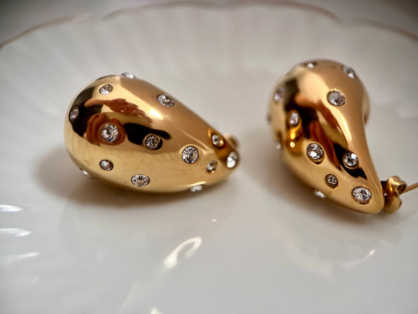 Dome Chunky CZ Earrings (Sample Sale)-1