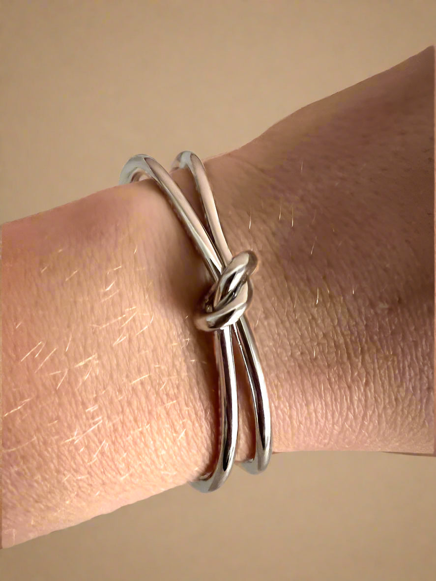 Silver Plated Knot Cuff Bracelet-3