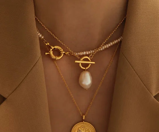 T Bar & Pearl Necklace-0