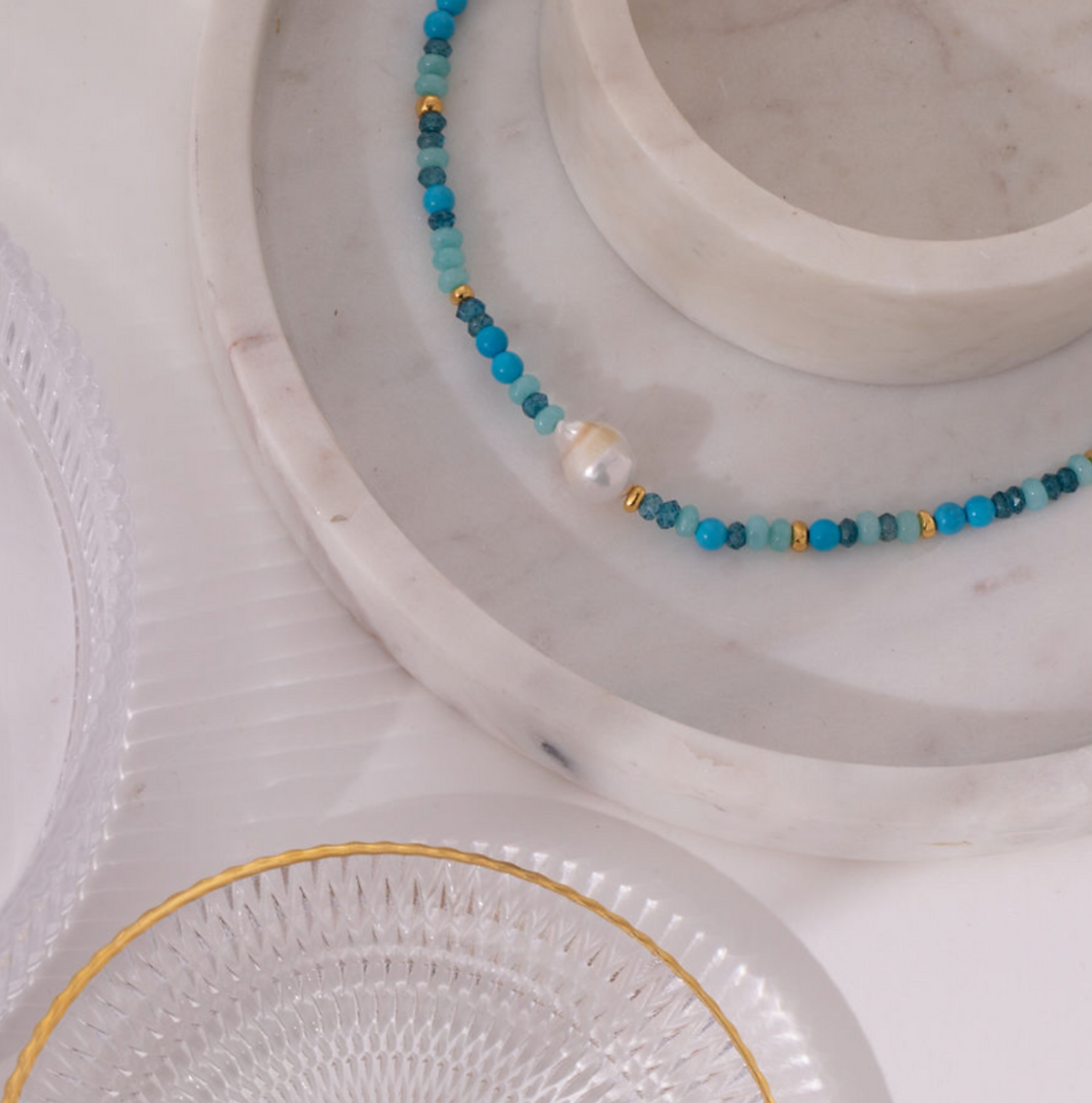 Baroque Pearl & Precious Stone Necklace-1