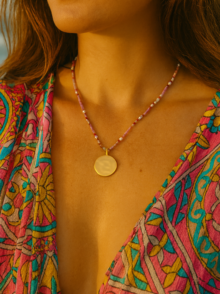 Beaded Disc Necklace-2