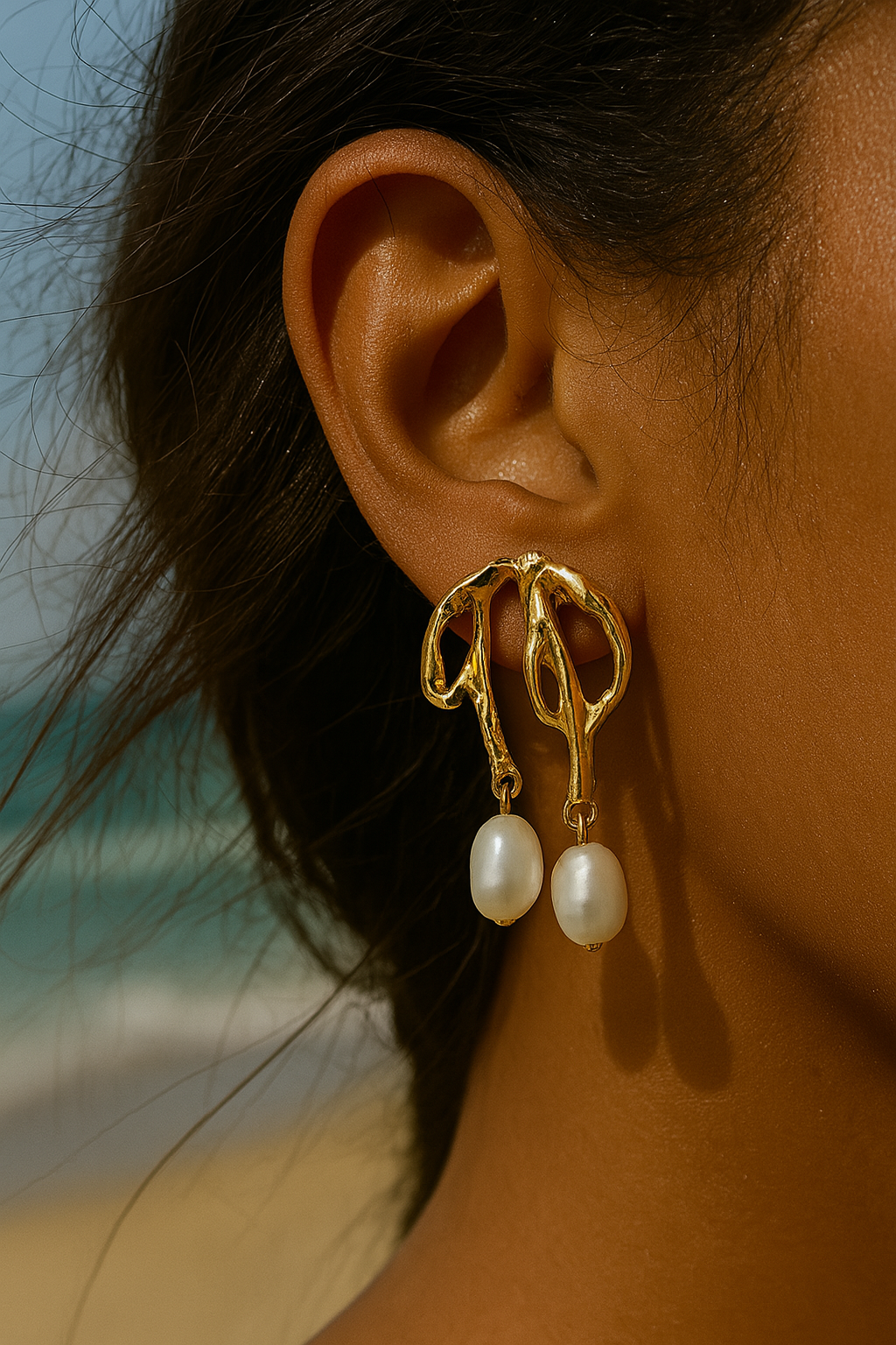 Ballet Bow & Pearl Earrings-0