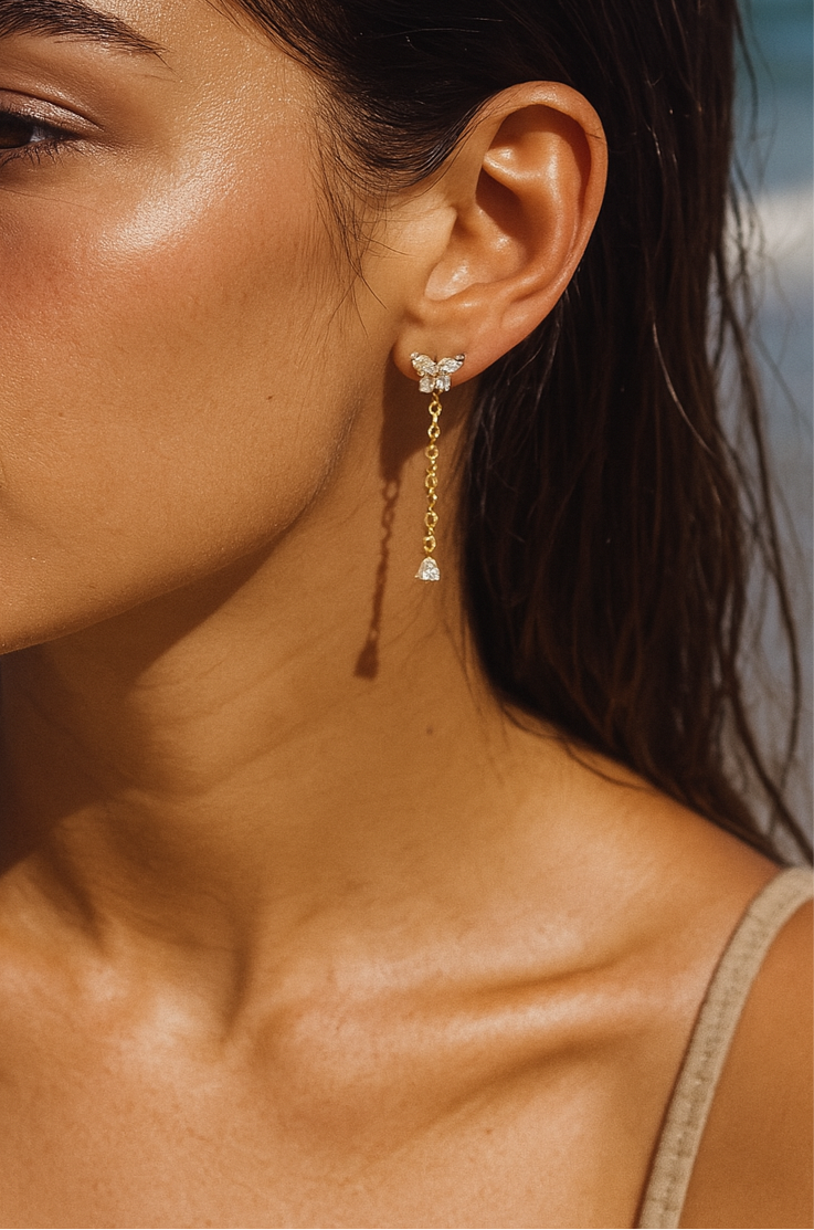 Butterfly CZ Drop Earrings-0