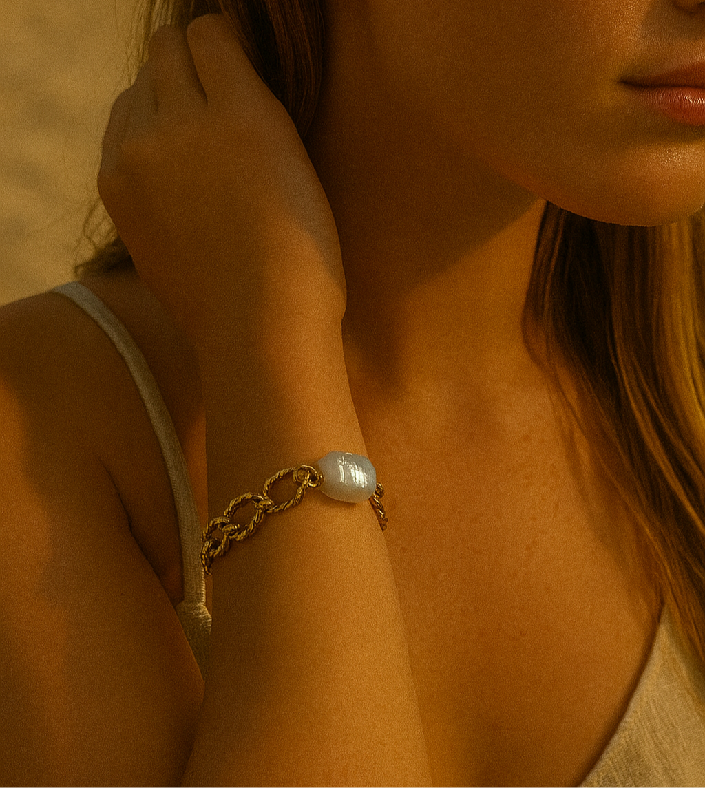 Textured Link Pearl Bracelet-1