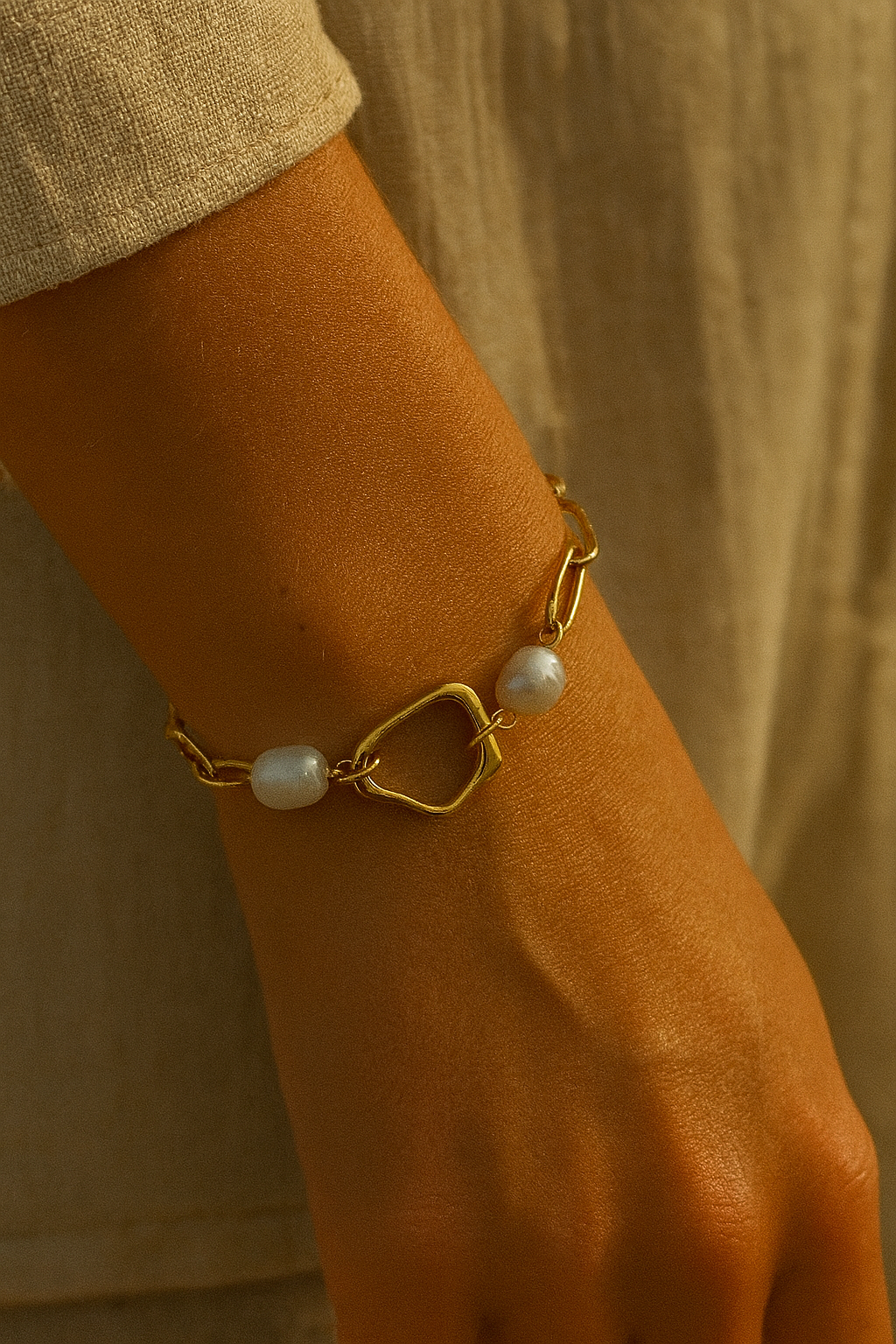 Organic Pearl Link Bracelet-1