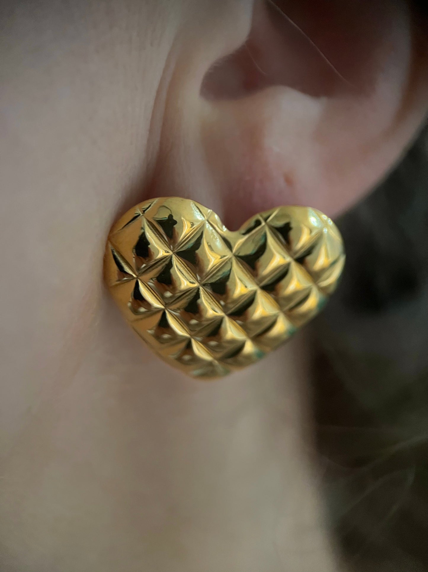 Large Quilted Heart Studs-2