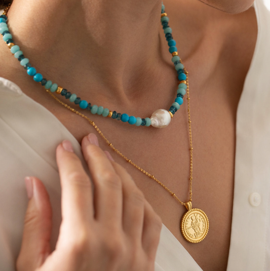 Baroque Pearl & Precious Stone Necklace-0