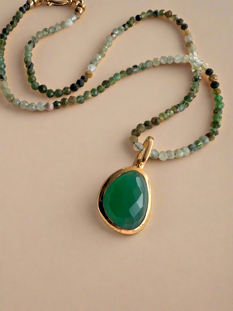 Green Onyx Beaded Necklace-1