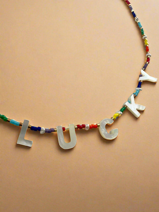 Lucky Rainbow Beaded Necklace-0