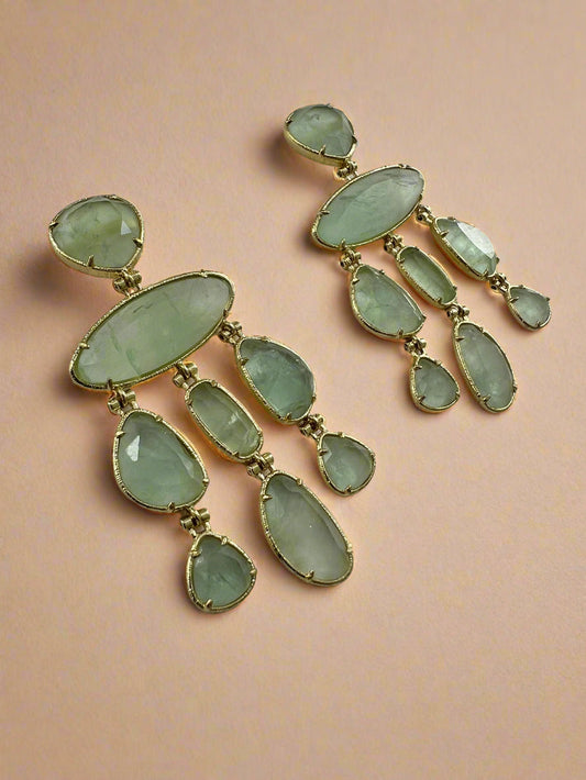 Fluorite Gemstone Cascade Earrings-0