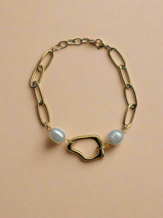 Organic Pearl Link Bracelet-0