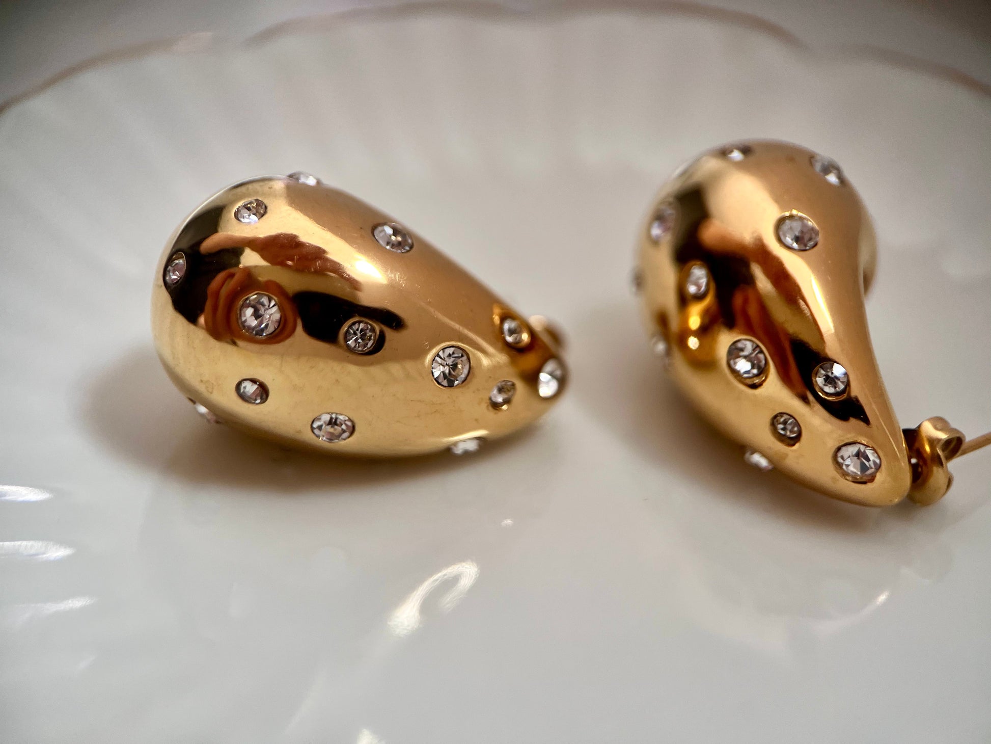Dome Chunky CZ Earrings (Sample Sale)-1