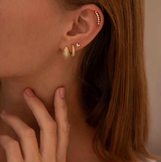 CZ Dome Earrings-0