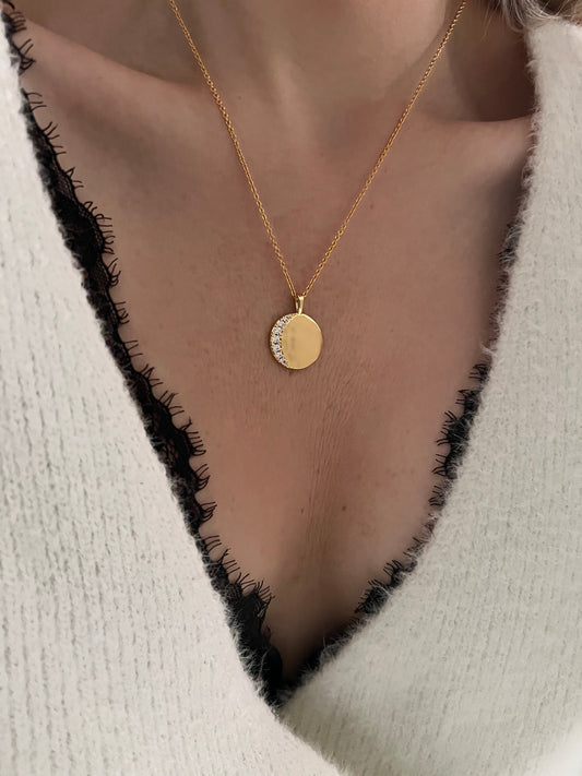 Moon Molten Disc Necklace (Sample Sale)-0