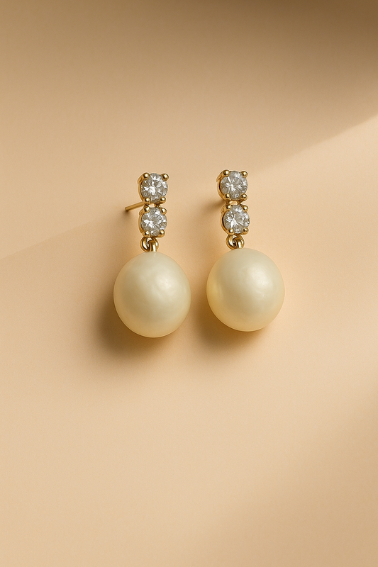 Zircon Pearl Drop Earrings-0